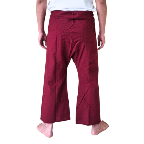 Atiya Unisex Thai Long Fisherman Pants, Yoga & Meditation, Martial Arts, Long Cotton Pants (Red)