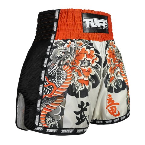 TUFF Muay Thai Boxing Shorts New Retro Style "Senshi Ryu Dragon Warrior"