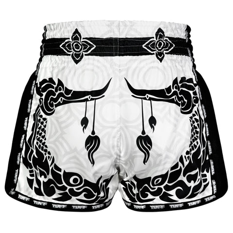 TUFF Muay Thai Boxing Shorts New Retro Style "The Great Hongsa White"