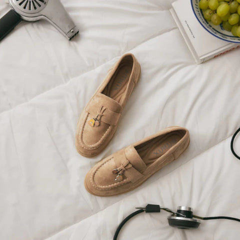 Minx Toby Suede Loafers with Brunch Paws Charm