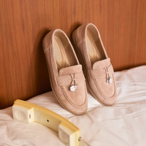 Minx Toby Suede Loafers with Brunch Paws Charm