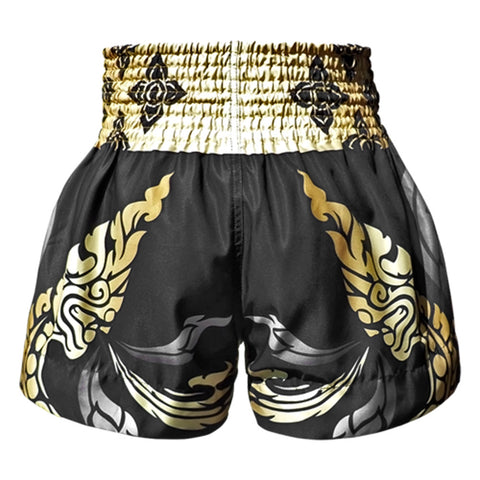 TUFF Muay Thai Boxing Shorts Thai King Of Naga Black