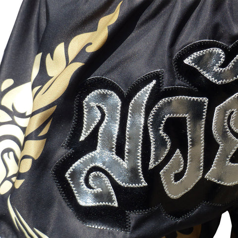 TUFF Muay Thai Boxing Shorts Thai King Of Naga Black