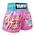 TUFF กางเกงมวยไทย สีชมพูพาสเทล ลายนก