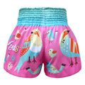 TUFF Muay Thai Shorts Pink Pastel Birds Pattern